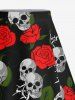 Plus Size Valentine's Day Rose Flowers Skulls Print Split Skirt -  