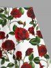 Jupe fendue grande taille à imprimé roses et feuilles pour la Saint-Valentin - Blanc M