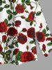 Jupe fendue grande taille à imprimé roses et feuilles pour la Saint-Valentin - Blanc L