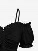 Plus Size Cinched Ruched Ruffles Cold Shoulder Cami Top -  