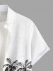 Chemise hawaïenne grande taille pour homme, imprimée de cocotiers et de paysages marins, avec poches et boutons. - Blanc L