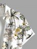 Plus Size Hibiscus Flower Coconut Tree Pineapple Print Buttons Pocket Hawaii Shirt For Men - Blanc XL