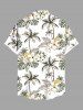 Plus Size Hibiscus Flower Coconut Tree Pineapple Print Buttons Pocket Hawaii Shirt For Men - Blanc XL