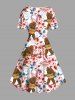 Grande taille Gorillar Hot Dog Imprimé Fleurs d'Hibiscus Hawaï Vintage - Rouge S