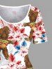 Grande taille Gorillar Hot Dog Imprimé Fleurs d'Hibiscus Hawaï Vintage - Rouge S