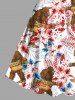 Grande taille Gorillar Hot Dog Imprimé Fleurs d'Hibiscus Hawaï Vintage - Rouge S