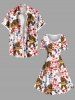 Grande taille Gorillar Hot Dog Imprimé Fleurs d'Hibiscus Hawaï Vintage - Rouge S