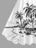 Robe débardeur hawaïenne imprimée cocotiers grande taille - Blanc 2X