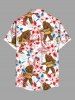 Plus Size Gorillar Hot Dog Hibiscus Flowers Print Buttons Pocket Hawaii Shirt For Men -  