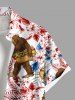 Plus Size Gorillar Hot Dog Hibiscus Flowers Print Buttons Pocket Hawaii Shirt For Men -  