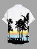 Chemise hawaïenne grande taille pour homme, imprimé paysage marin ombré avec cocotiers et poches boutonnées, style hawaïen. - Blanc XL