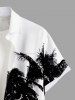 Chemise hawaïenne grande taille pour homme, imprimé paysage marin ombré avec cocotiers et poches boutonnées, style hawaïen. - Blanc XL