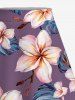 Plus Size Flowers Leaf Print Split Hawaii Skirt -  
