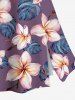 Plus Size Flowers Leaf Print Split Hawaii Skirt -  