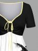 Robe hawaïenne grande taille à imprimé ombré ciel et mer avec cocotiers et ciel, cintrée - Noir XXS
