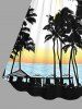 Plus Size Coconut Tree Ombre Sky Seascape Print Cinched Hawaii Dress -  
