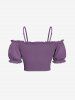 Plus Size Cinched Ruched Ruffles Cold Shoulder Cami Top -  