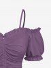 Plus Size Cinched Ruched Ruffles Cold Shoulder Cami Top -  
