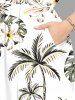 Robe midi hawaïenne fendue à imprimé hibiscus, cocotier et ananas, grande taille - Blanc L