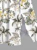 Robe midi hawaïenne fendue à imprimé hibiscus, cocotier et ananas, grande taille - Blanc 2X