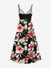 Robe cache-cœur hawaïenne à imprimé de fleurs d'hibiscus et de feuilles, grande taille - Noir S