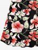 Robe cache-cœur hawaïenne à imprimé de fleurs d'hibiscus et de feuilles, grande taille - Noir S