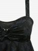 Plus Size Floral Print Heart Buckle Layered Handkerchief Asymmetric Tank Top -  