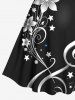 Plus Size Flower Star Music Symbol Print Hawaii A Line Dress -  