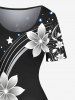 Plus Size Flower Star Music Symbol Print Hawaii A Line Dress -  