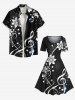 Robe hawaïenne grande taille imprimée fleurs, étoiles et symboles musicaux - Noir 6X
