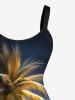Robe trapèze hawaïenne à imprimé ombré de cocotiers grande taille - Noir L
