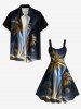 Robe trapèze hawaïenne à imprimé ombré de cocotiers grande taille - Noir L