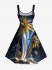 Robe trapèze hawaïenne à imprimé ombré de cocotiers grande taille - Noir L
