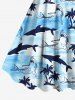 Plus Size Coconut Tree Sea Shark Print Hawaii Sea Creatures A Line Dress -  