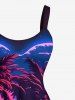 Plus Size Coconut Tree Sea Ombre Heart Print Hawaii Valentines A Line Dress -  
