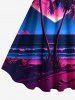 Plus Size Coconut Tree Sea Ombre Heart Print Hawaii Valentines A Line Dress -  