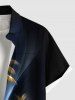 Chemise hawaïenne à poches boutons, imprimé ombré de cocotiers et faisceau lumineux, grande taille, pour hommes - Noir 6XL