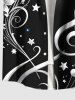 Plus Size Flower Star Music Symbol Print Hawaii Button Pocket Shirt For Men -  