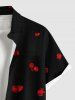 Plus Size Valentine's Day Rose Flower Petal Print Buttons Pocket Shirt For Men -  