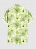 Chemise hawaïenne grande taille à imprimé marguerites, boutons et poches pour homme - Vert 5XL