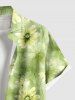 Chemise hawaïenne grande taille à imprimé marguerites, boutons et poches pour homme - Vert 5XL