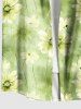 Plus Size Daisy Flowers Print Buttons Pocket Hawaii Shirt For Men -  