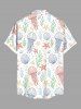 Plus Size Jellyfish Shell Starfish Leaf Print Buttons Pocket Hawaii Shirt For Men -  