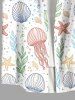 Plus Size Jellyfish Shell Starfish Leaf Print Buttons Pocket Hawaii Shirt For Men -  