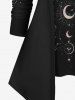 T-shirt 2 en 1 grande taille imprimé galaxie lune soleil étoiles - Noir 5X