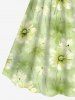 Plus Size Daisy Flowers Print Cinched Hawaii Dress -  