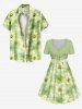 Plus Size Daisy Flowers Print Cinched Hawaii Dress -  