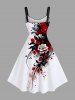 Robe trapèze hawaïenne à imprimé floral, feuilles et branches grande taille tie-dye - Blanc XS
