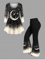 Galaxy Moon Star Tassel Print Plus Size Matching Set -  