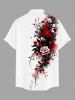 Ensemble de plage hawaïen assorti pour couples, imprimé tie-dye fleurs, feuilles et branches, grandes tailles - Blanc 